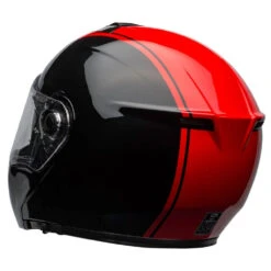Bell Street SRT Modular Helmet Ribbon Black / Red -GearUp Moto BellSRTModularHelmetRibbonBlackRedBH 711005RearLeft3qtr