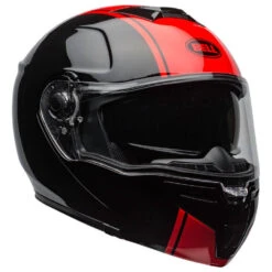 Bell Street SRT Modular Helmet Ribbon Black / Red -GearUp Moto BellSRTModularHelmetRibbonBlackRedBH 711005RightFront3qtr