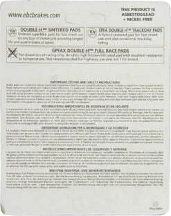 EBC Sintered HH Brake Pads (FA252HH) -GearUp Moto FA252HH EBCBrakePadspackagingback