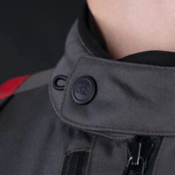 Oxford Rockland Men's Jacket Charcoal / Black / Red -GearUp Moto OxfordRocklandJacketCharcoalBlackRedOF TM221401Neck
