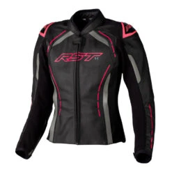 RST S1 CE Women's Leather Jacket Black / Neon Pink