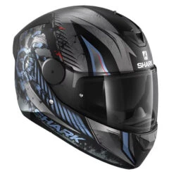 Shark D-Skwal 2 Helmet Atraxx Black / Anthracite / Blue -GearUp Moto SharkD Skwal2HelmetAtraxxBlackAnthraciteBlueHE4059E KAB 0RightFront3qtr